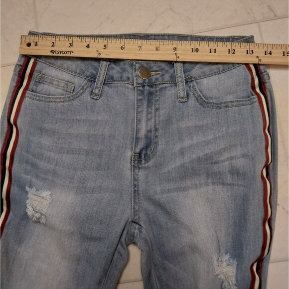 NWT Easel Los Angeles Light Wash Side Stripe Ankle Jeans Sz S - Picture 8 of 11